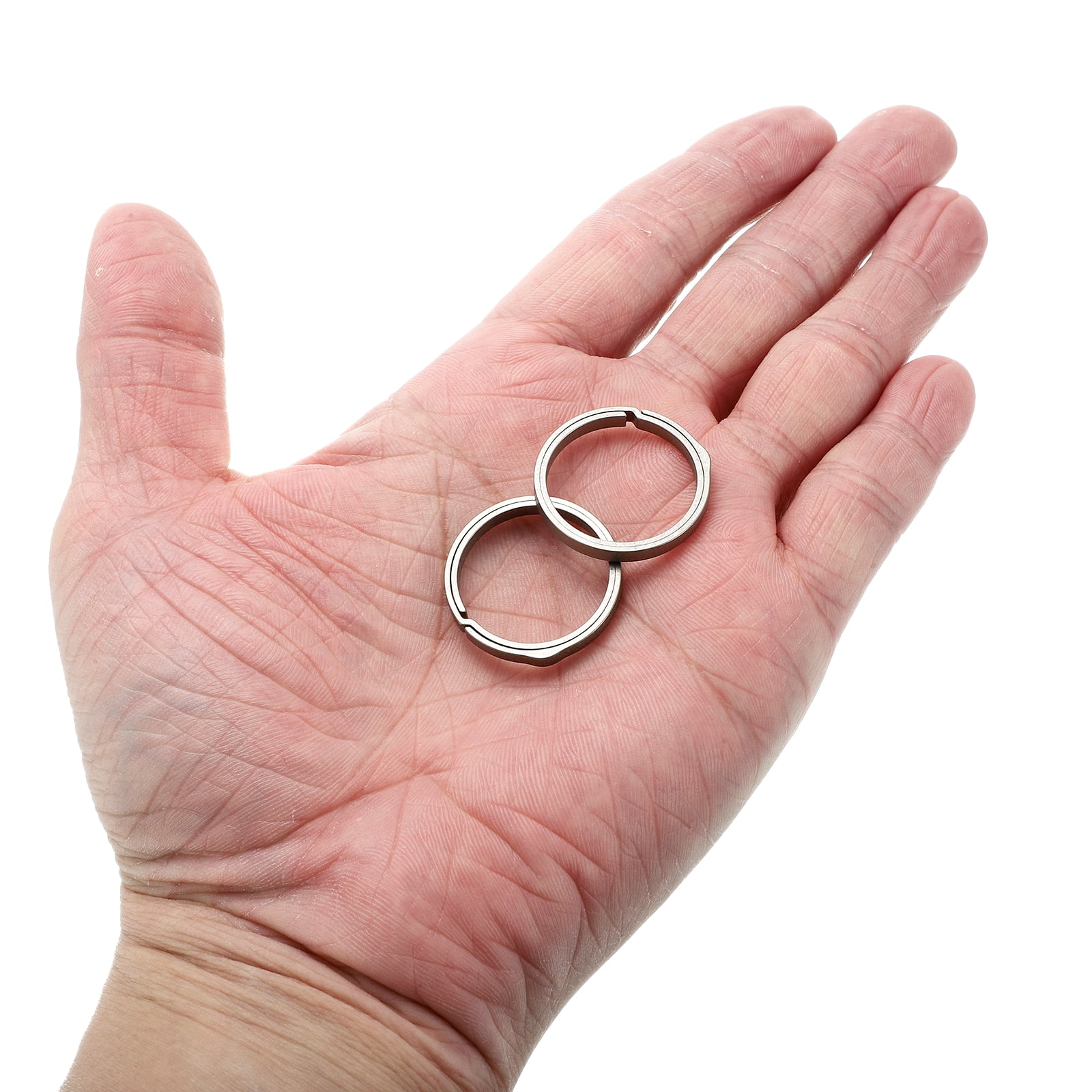 Titanium Keychain Rings 5 Pcs 1-inch Split Side Pushing Key Rings Split Key Ring Circle Assorted for Home Car Office Keys Attachment Key Chain Silver