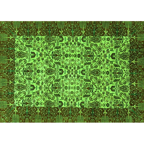 Ahgly Company Indoor Rectangle Abstract Green Modern Area Rugs, 2' x 3'