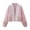 Light Pink, variant on Women Cropped Puffer Jacket Cardigan Floral Printed Quilted Coats Lightweight Open Front Crop Padded Down Jackets with Pockets