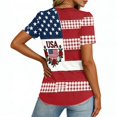thumbnail image 6 of LWavelet Fourth of July Shirts for Women Short Sleeve Tops V-Neck Casual USA Patriotic Floral Embroidered Tee Wine L, 6 of 7