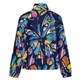 thumbnail image 6 of Jackets for Women Winter Coat Jackets Flannel Stand Collar Jacket(Colorful Butterfly Seamless Pattern,Size:S-4XL), 6 of 7