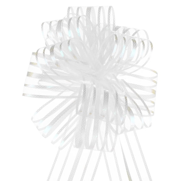 10pcs 4 Inch Large Pull Bow Gift Wrapping Bows Ribbon Organza White for Wedding Baskets Party