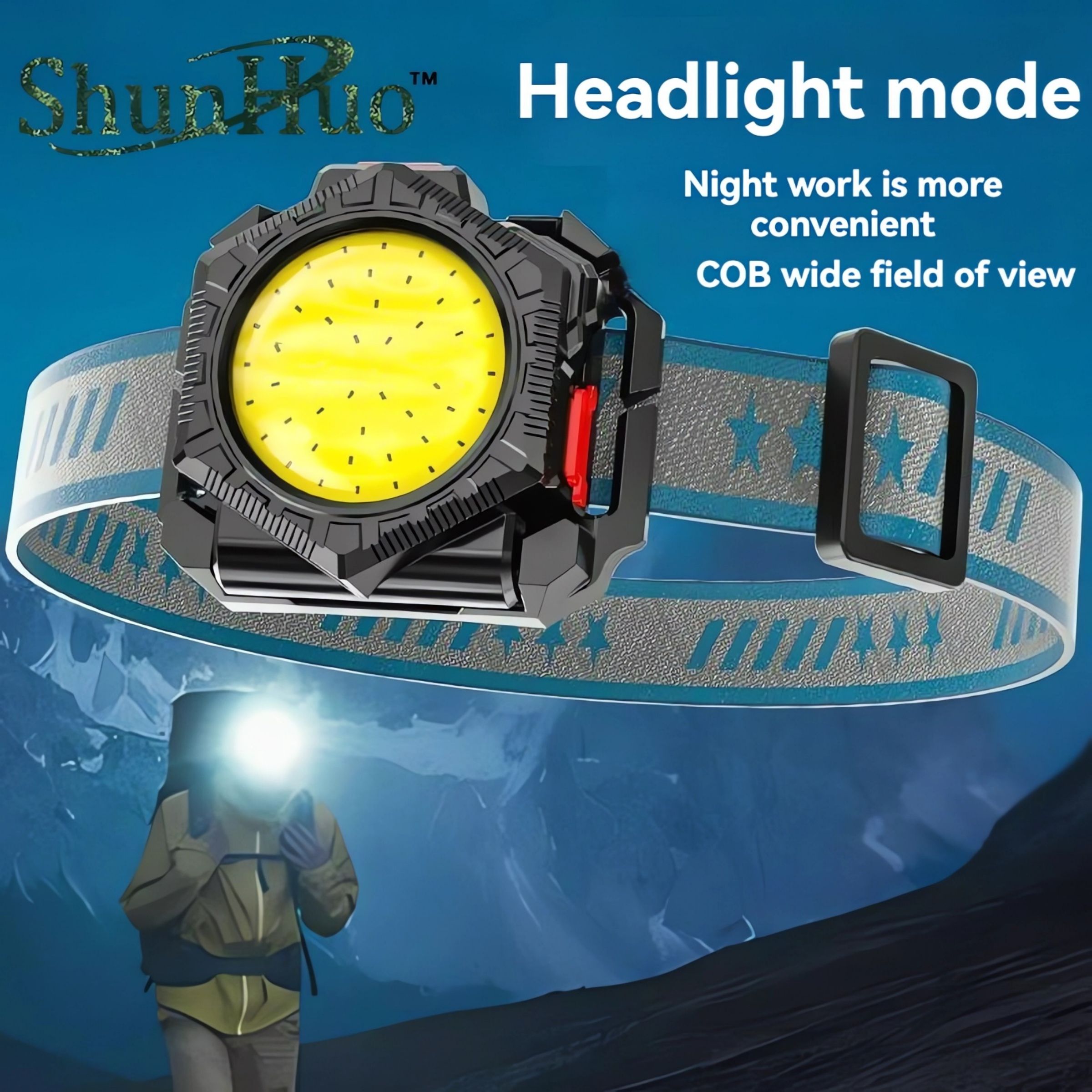 QPAZ 3-in-1 Running Lights Fanny Pack - Super Bright COB Headlamp, Wrist & Waist Light with USB Charging, Adjustable Belt for Night Running, Walking, Hiking