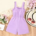thumbnail image 7 of Kids Rompers Toddler Girls Sleeveless Suspenders Solid Buttons Romper Girls' Jumpsuits Purple 7 Years-8 Years, 7 of 7