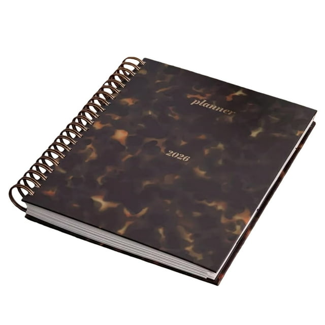 Notebook 2026 Large Tortoise Planner (Hardcover) 15 Month Weekly & Monthly Planner Full Size Academic & Organizer Lay Flat Binding Lined Notebook