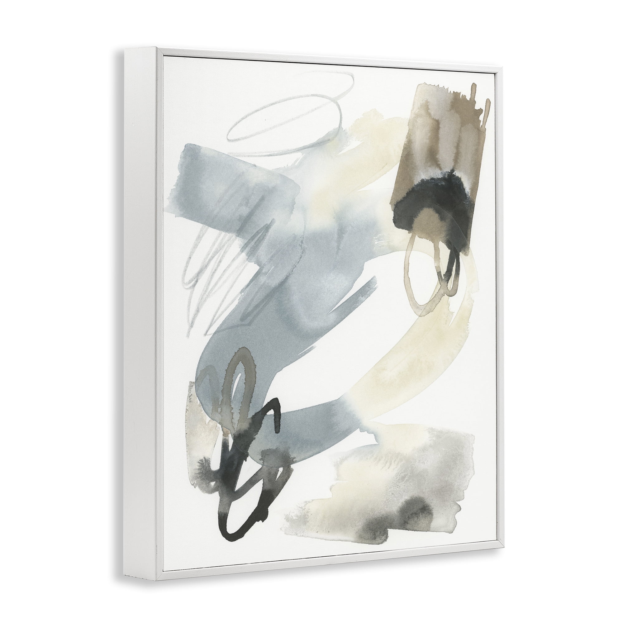 Stupell Industries Watercolor Paint Strokes Abstract Painting White Framed Art Print Wall Art, 16 x 20