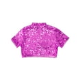 thumbnail image 6 of YiZYiF Kids Girls Sparkly Sequin Mock Neck Short Sleeve Dance Crop Top for Hip Hop Jazz Cheerleading Hot Pink 12, 6 of 7