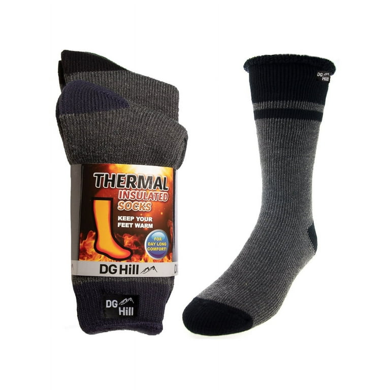 DG Hill Thermal Socks For Men, Heat Trapping Thick Thermal Insulated Winter  Crew Socks, 2 Pack