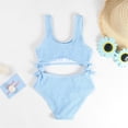 thumbnail image 7 of Mercatoo Girl's Cut Out Rib Knit Swimsuit Textured Bikini Swimsuit Bow Bikini Swimsuit Suit Toddler Girls Jumpsuit Swimsuit, 7 of 7