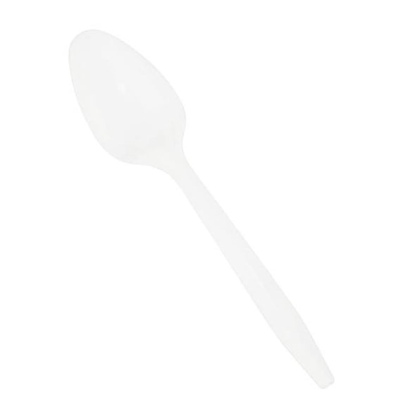 Crystalware Disposable Medium Weight PP Plastic Teaspoons, White (Pack of 1000)