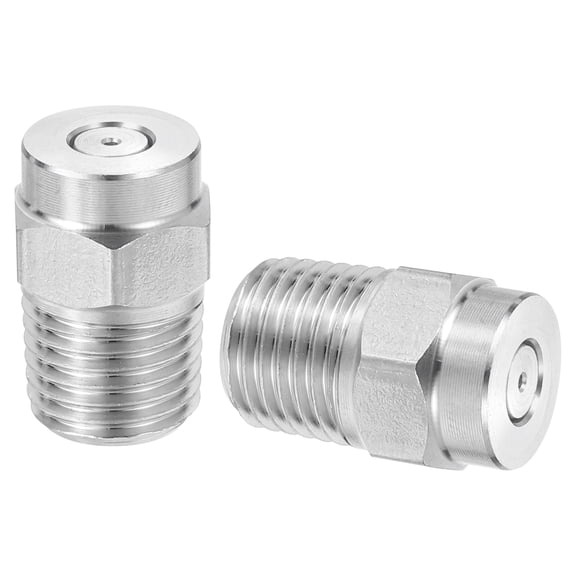 2Pcs Pressure Washer Nozzle, Stainless Steel Thread Nozzles Tips, Universal Replacement for Undercarriage Cleaner Water Broom, 1/4 Inch NPT Male, 0 Degree 025 Orifice