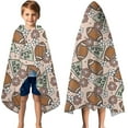 thumbnail image 3 of Light Pink Football and Flowers Pattern Hooded Bath Towel，50"x30" for Ages 3 To 12 Kids, Quick Dry Lightweight Soft Microfiber Hood Beach Towel Cover Up for Kids, 3 of 7