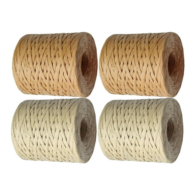 Rongfmy Corde de Ruban Raphia 4 Rouleaux 200M pour Artisanat Ficelle Corde DIY