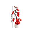 thumbnail image 3 of Artificial Potted Silk Flower Yulan Floral Arrangement Ceramic Pot Tabletop Decor Home Office Living Room Decor Red, 3 of 6