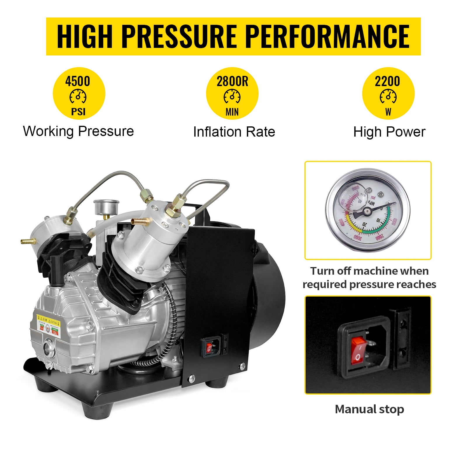 TUXING Pcp Compressor,4500Psi/300Bar/30Mpa,High Pressure Compressor with Double-Cylinder Mini Portable Air Compressor for Scuba Tank Pcp Air Rifle Paintball Gun Inflation