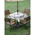 thumbnail image 5 of Square Outdoor Tablecloth with Umbrella Hole Rustic Floral Outside Table Cloth Waterproof Patio Table Cover Spring Flower Leaves Minimalist Retro Blue Zipper Tablecloths for Picnic Camping 60x60 Inch, 5 of 8