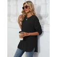 thumbnail image 4 of Deago Long Sleeve Shirts for Women Loose Fit Casual Crew Neck Tunic Tops Fall Fashion Pullover Sweaters Side Split, 4 of 9
