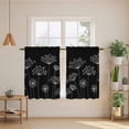 thumbnail image 2 of Black Dandelion Kitchen Curtain for Berdoom Living Room Cafe 45 Inch Length, Spring Modern Minimalist Country Flower Tiers Curtains Light Filtering Drapes Window Treatment 2 Panels 52"Wx45"L, 2 of 8