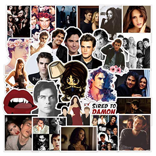 50 pcs Vampire of American TV Series for Laptop Skateboard Snowboard Water Bottle Phone Car Bicycle Luggage Guitar Computer PS4 as Gift The Vampire Diaries Waterproof Car Stickers/Decals 