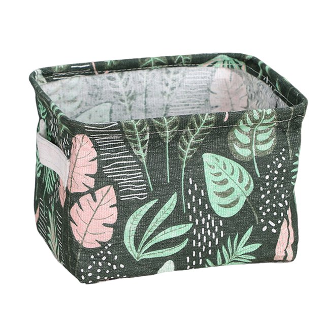LCXmlly Desktop Storage Basket Folding Cartoon Print Storage Box Deep Fabric Makeup Basket with Handle
