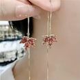 thumbnail image 4 of K-KED Fashion Maple Leaf Cubic Zirconia Stud Earrings Hoop Women Drop Dangle Jewelry-#6, 4 of 9