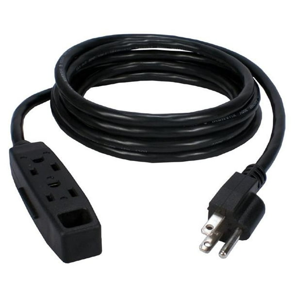 Plug It 6 Ft. 3 Outlet 3 Prong Power Extension Cord, Black Multicolor
