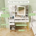 thumbnail image 6 of Costway Makeup Vanity Desk with Lighted Mirror Charging Station 3-Color LED Lights, 6 of 9