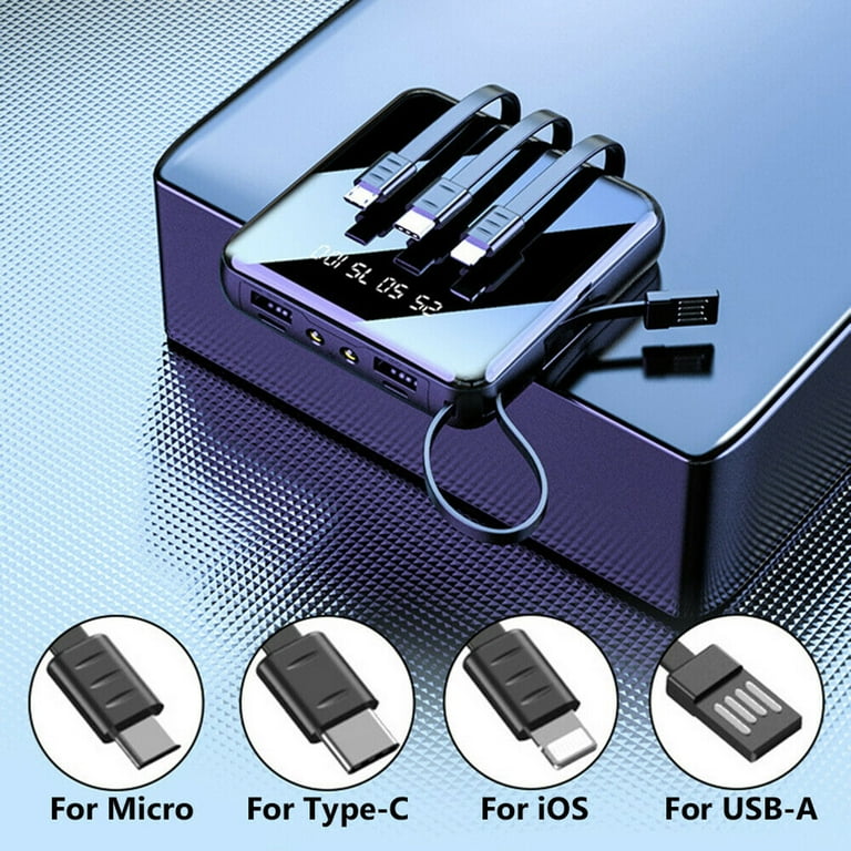 Mini Power Bank Chargeur Batterie Externe Câble Pour USB Type C iPhone  Téléphone