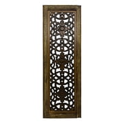 Benzara Floral Hand Carved Wooden Wall Panels, Assortment of Two, Brown