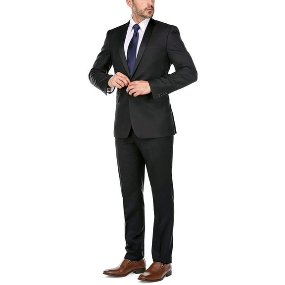 Mens Slim Fit 2 Piece Tuxedo Suit Jacket and Pants