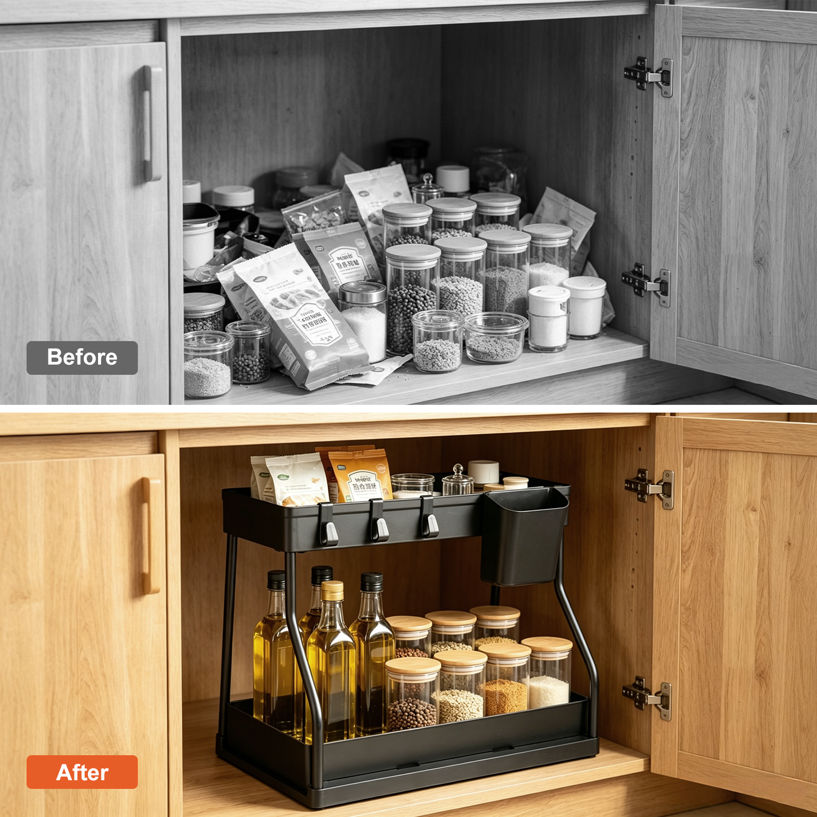 TAIMASI L-Shaped Under Sink Organizer with Sliding Drawer photo 3