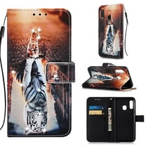 Dteck For Samsung Galaxy A10E / A20E Case Magnetic Diamond Bling Shockproof Leather Flip Cover with Kickstand and Credit Slots ,Cat and Tiger