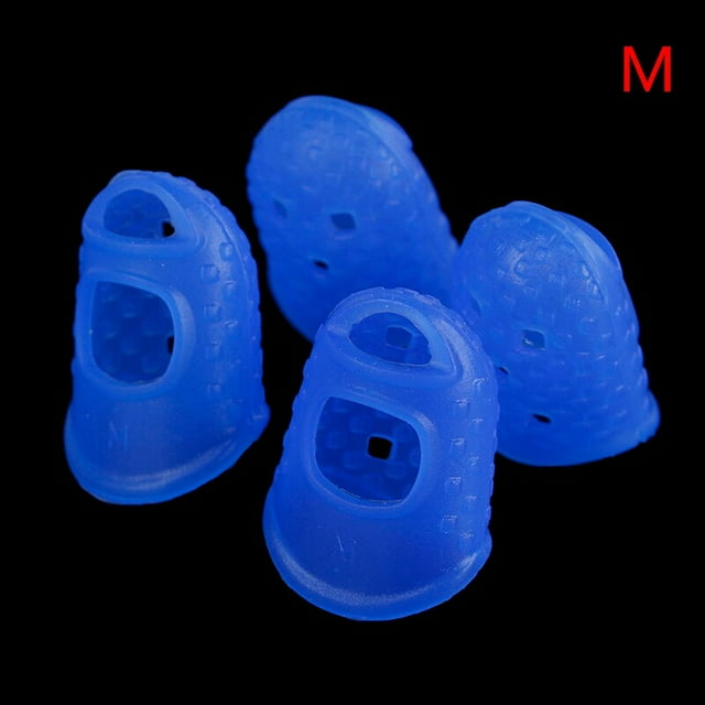 4Pcs/Set Fingertip Protectors For Ukulele Guitar S M L Transparent Blue Color Silicone Finger Guards Guitar He Qiyong unisex