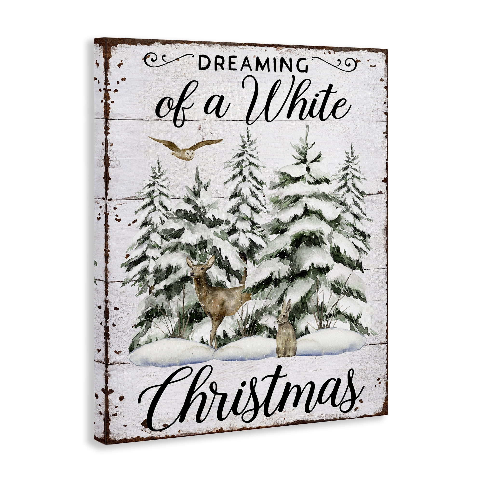 Stupell Industries White Christmas Forest Holiday Painting Gallery Wrapped Canvas Art Prints Wall Art, 30 x 40