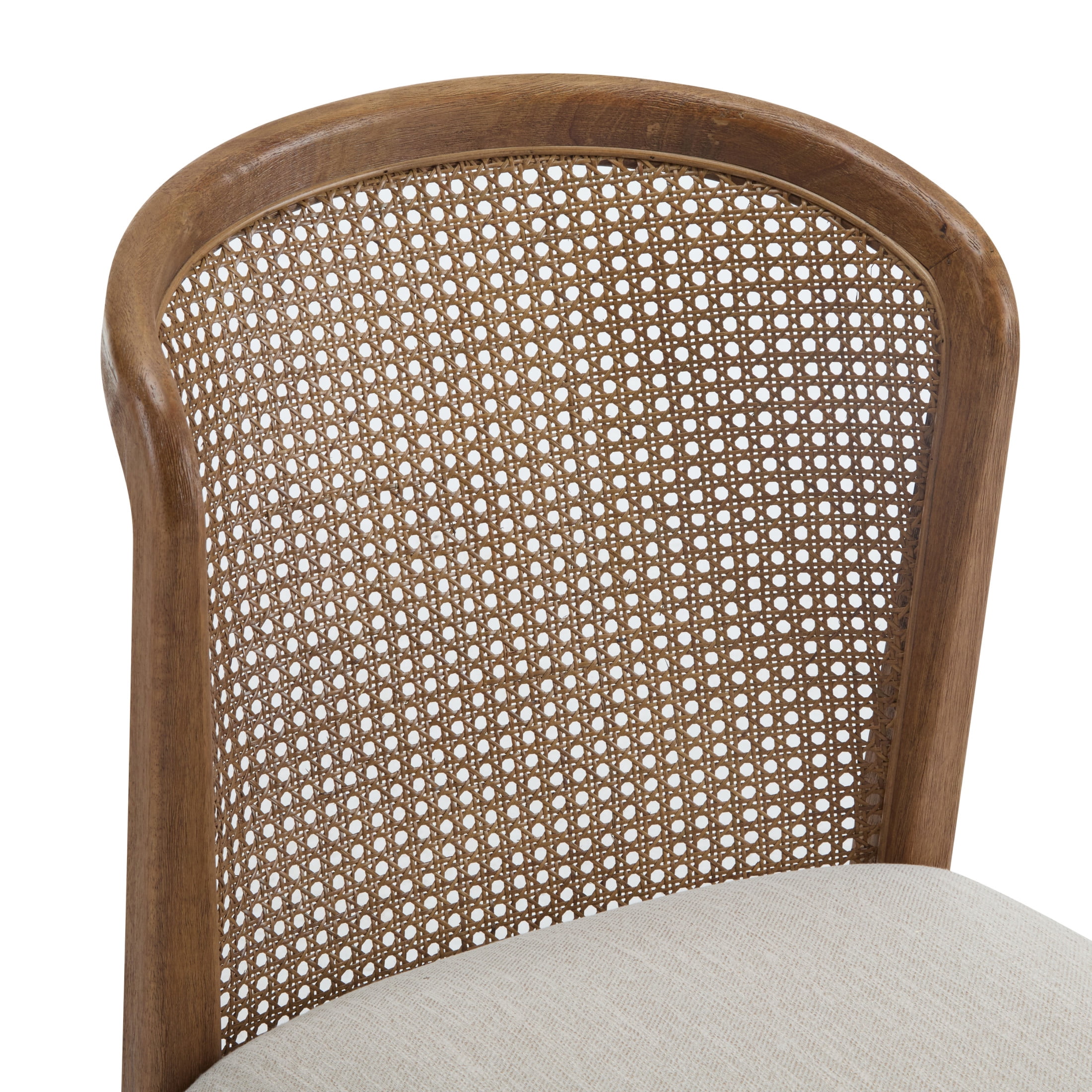 Quintra Upholstered Cane Webbing Dining Chairs, Rubberwood, Beige+Walnut, Set of 2