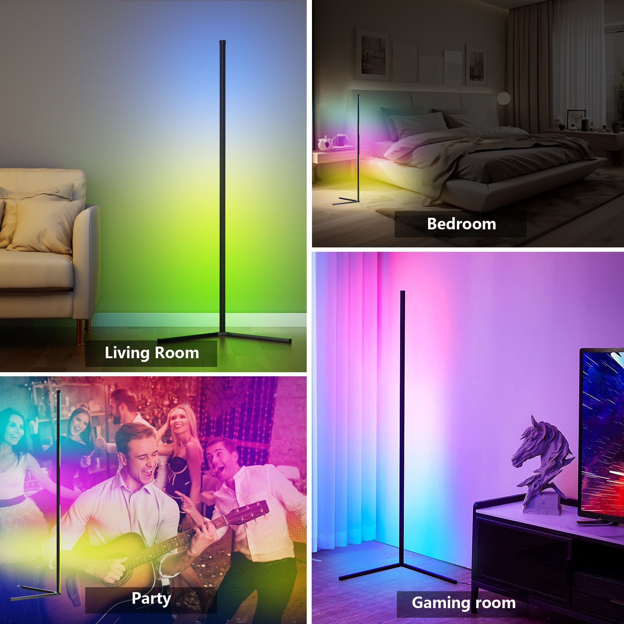 DAYBETTER Led Corner Floor Lamp, Smart RGB Floor Lamp with APP&Remote, 16 Million Colors Changing, Music sync, Modern Corner led Light for Bedroom Living Room and Gaming Room, Timing&Schedule