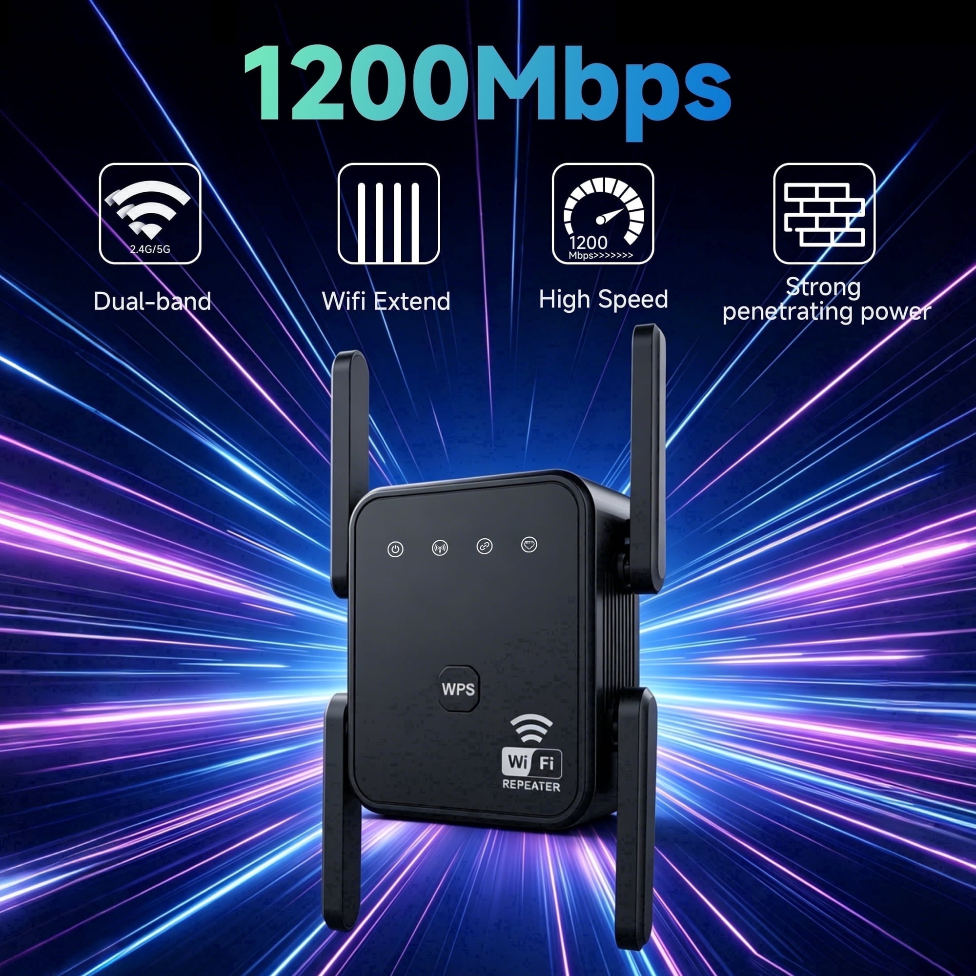 WiFi Extender WiFi Repeater 1200Mbps, WiFi Extender Signal Booster for Home up to 12880 Sq Ft and 105 Devices