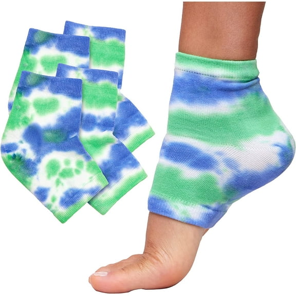 ZenToes Moisturizing Socks Gel Lined to Heal and Treat Dry, Cracked Heels While You Sleep (Blue Tie Dye)