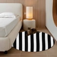 thumbnail image 3 of Black Striped Round Area Rug 4 FT, Non Slip Indoor Outdoor Rug, Modern Farmhouse Black and White Stripes Washable Soft Circular Carpet Non-Shedding Floor Mat for Coffee Table Nursery Foyer Balcony, 3 of 8