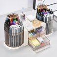 thumbnail image 3 of TACYKIBD Rotating Desk Organizer with 2 Pen Holder, Desk Organizers and Accessories with 10 Slots Pencil Holder for Desk + 3 Drawer, Art Supply Storage Box Caddy for Office Home, 3 of 12