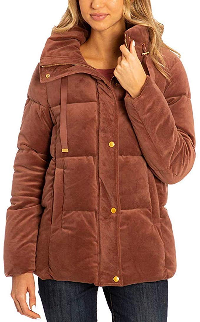 velvet puffer jacket women's