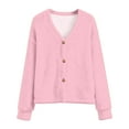 thumbnail image 2 of HUAXUN-Womens V Neck Button Down Cardigan, Fall Winter Long Sleeve Open Front Knit Sweater, Loose Fit Casual Outwear Coat,Cardigan Sweaters for Women(Pink,S), 2 of 5
