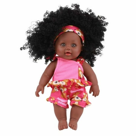 Clearance!　Baby's Looking Real Silicone Curl Hair Artificial Girls Doll Toys in Pink Clothes