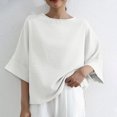 thumbnail image 2 of Women's Short Sleeve Loose Fit T-Shirt Tops Blouses Crewneck Solid Color Soft Casual Daily Wear Vacation Loungewear Fashion Essential Gift for Women | CSEONE,White Free Size, 2 of 9