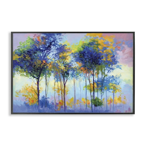 Stupell Industries Vibrant Tranquil Trees Landscape & Nature Painting Black Framed Art Print Wall Art, 18 x 12
