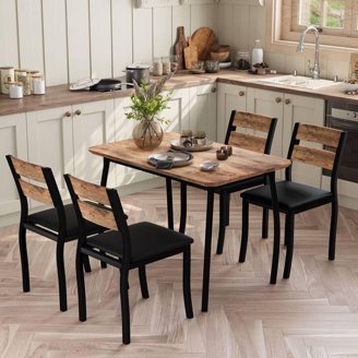 Finnhomy 3-Piece Dining Set – Small Kitchen Table With 2 Chairs, LED Lights & USB/Outlets