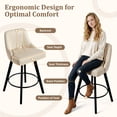 thumbnail image 6 of Betisef Swivel Bar Stools Set of 1, Counter Height Bar Stools with Back, PU Leather Upholstered Kitchen Island Stools, 360° Swivel, Rubberwood Legs, Thick Cushion Seat, for Dining Room Beige, 6 of 11