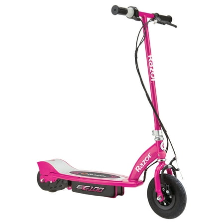 Razor E100 Electric Scooter for Kids Ages 8 and Up - 8 In. Air-filled Front Tire, Hand-Operated Front Brake, Up to 10 Mph and 40 min Continuous Ride Time