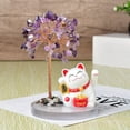 thumbnail image 4 of GeBuSn Solar Powered Waving Cat With Tree Base Handmade Crystal Stone Feng Shui Desk Ornament For Home (Purple), 4 of 9