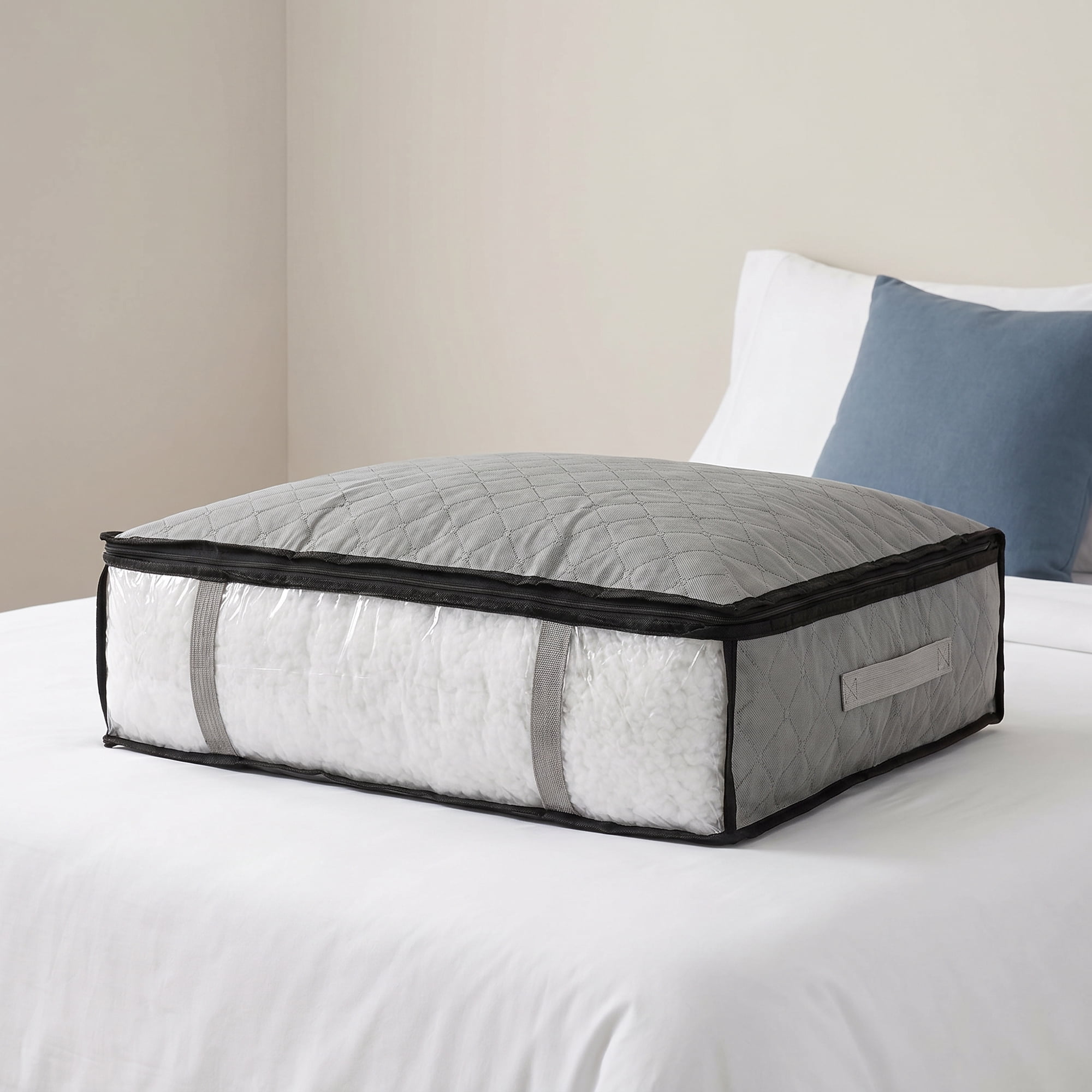 Unique Bargains Non-woven Underbed Black Zipper Storage Bag Gray 23.6" x 17.7" x 5.9"
